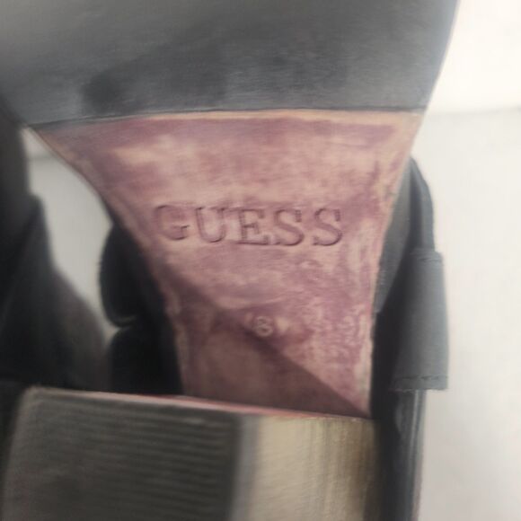 Guess By Marciano Black Floral Zip Up Ankle  Cowgirl Boots Pointed Toe 8 - Picture 8 of 10